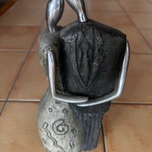 Kunst-Figur, Frau und Mann, schwarz-silber